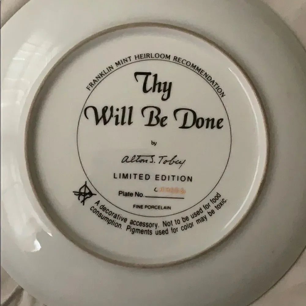 Franklin Mint Thy Will Be Done Collector Plate